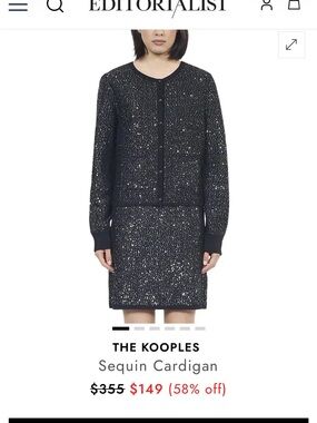 NWT The Kooples Black Cardigan with Silver Sparkle